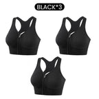 Women's Front Zipper Shockproof Support Sports Bra
