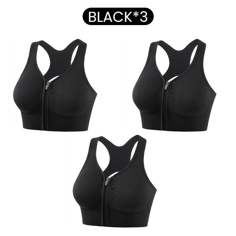 Women's Front Zipper Shockproof Support Sports Bra