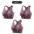 Women's Front Zipper Shockproof Support Sports Bra