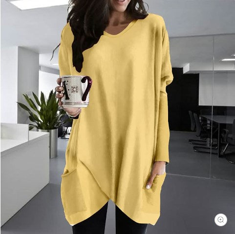 Comfortable Solid Color Loose Casual Long Sleeve T-Shirt