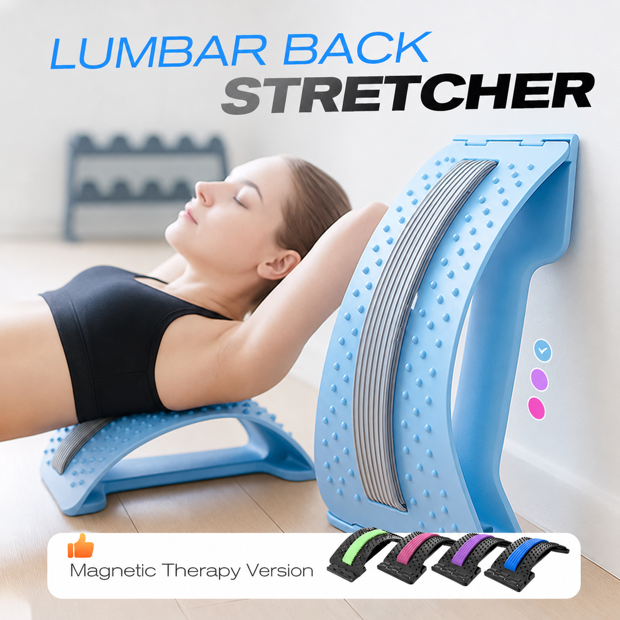🏆Magnetic lumbar stretcher with acupuncture massage to👑relieve back pain🌿