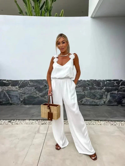 🔥New Products Hot Sale🔥Women's Sleeveless Wide Leg Jumpsuit