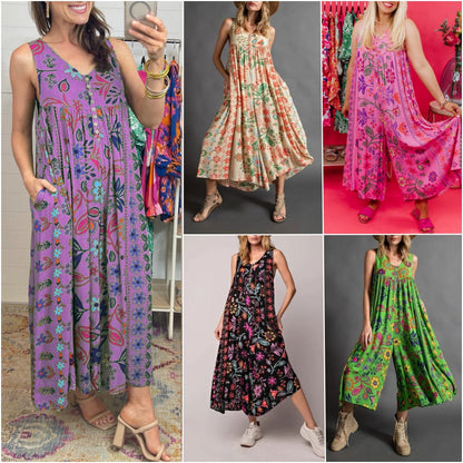 🔥Spring Specials🌸Vintage Print Loose Sleeveless Jumpsuit💃✨