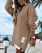 🔥Hot Promotion 49% OFF🔥Casual Long Sleeve Zipper Slit Oversized Sweatshirt