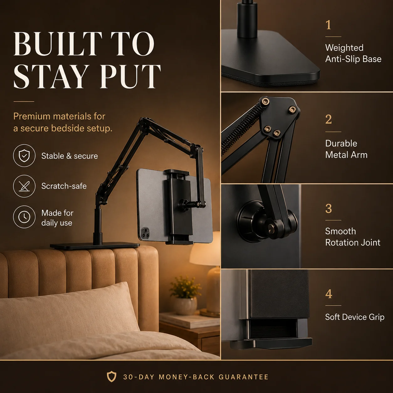 ⏳🔥LIMITED-TIME 50% OFF! ⏰Hidden Bedside Retractable Phone & Tablet Holder🛏️