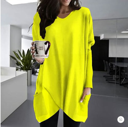 Comfortable Solid Color Loose Casual Long Sleeve T-Shirt