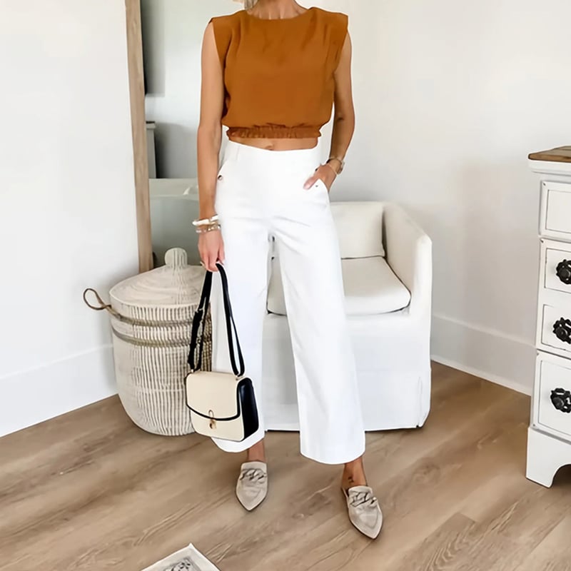 🍂Autumn Promotion 40%💕Stretch Twill Cropped Wide Leg Pants | High Waist | Loose & Comfortable