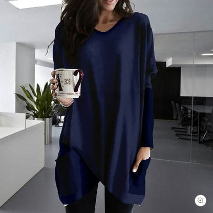 Comfortable Solid Color Loose Casual Long Sleeve T-Shirt