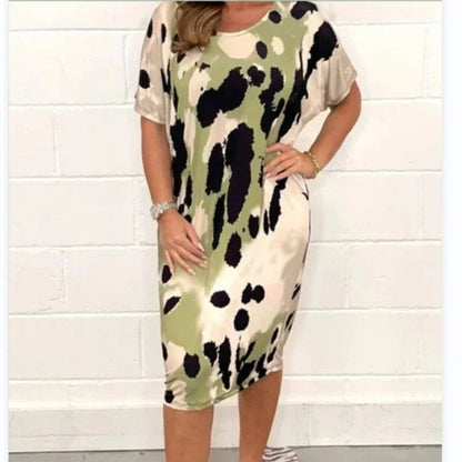 🔥2025 HOT SALE🔥 Round Neck Loose Casual Leopard Print Dress