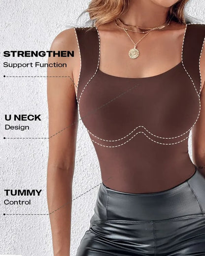 Women’s U Neck Thermal Tank Tops with Built-In Bra