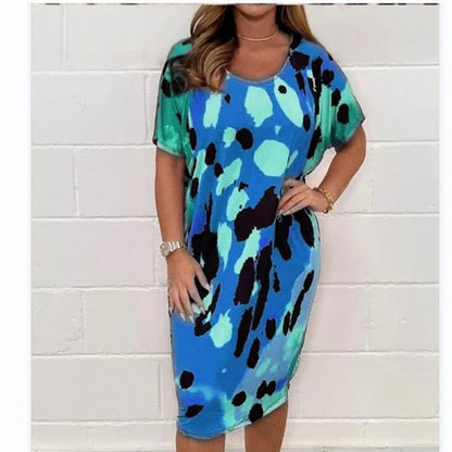 🔥2025 HOT SALE🔥 Round Neck Loose Casual Leopard Print Dress