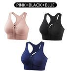 Women's Front Zipper Shockproof Support Sports Bra