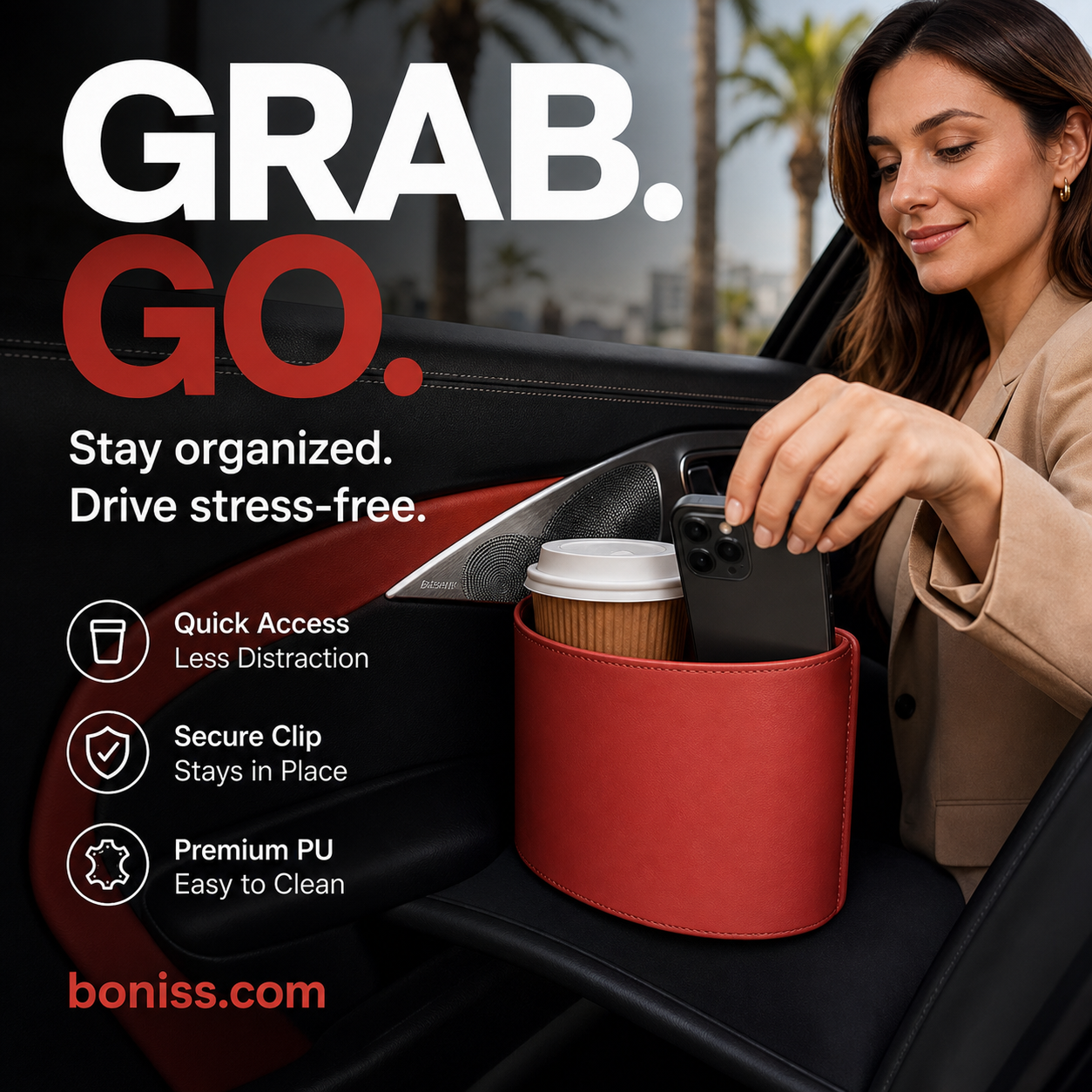 🚗🧺 50% OFF! Leather Car Door Cup Holder – Wide‑mouth opening, easy reach for drinks & phone. Clip‑on secure fit. PU leather, tough & stylish. 🛡️✨