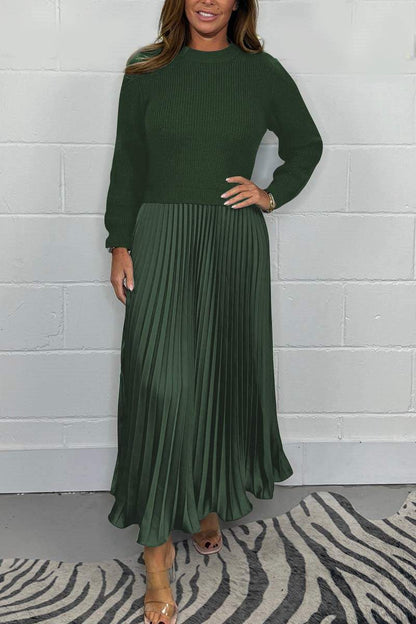 🍂Autumn Promotion 50%💕Women's solid color Long Sleeve Jumper & Pleated Bottom Dress