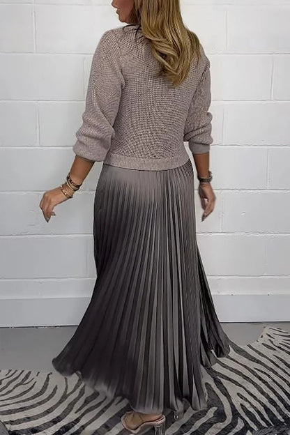 🍂Autumn Promotion 50%💕Women's solid color Long Sleeve Jumper & Pleated Bottom Dress