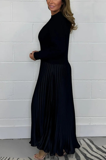 🍂Autumn Promotion 50%💕Women's solid color Long Sleeve Jumper & Pleated Bottom Dress