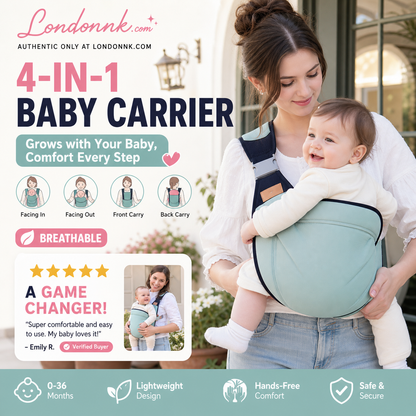 👶50% OFF NOW! 4‑In‑1 Lightweight Baby Carrier, Breathable Ergonomic Infant Sling, Hands‑Free Adjustable Baby Wrap for 0‑36 Months, Front & Back Carry for Newborn & Toddler