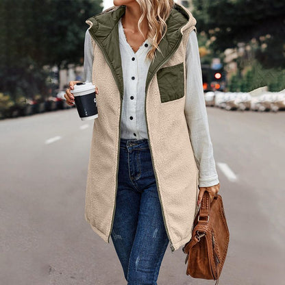 🍂Autumn Promotion 50%💕Great Gift! Women's Fall Reversible Vest Sleeveless Faux Fleece Jacket
