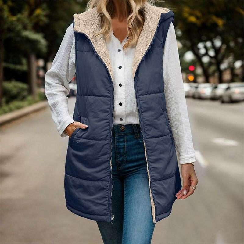 🍂Autumn Promotion 50%💕Great Gift! Women's Fall Reversible Vest Sleeveless Faux Fleece Jacket