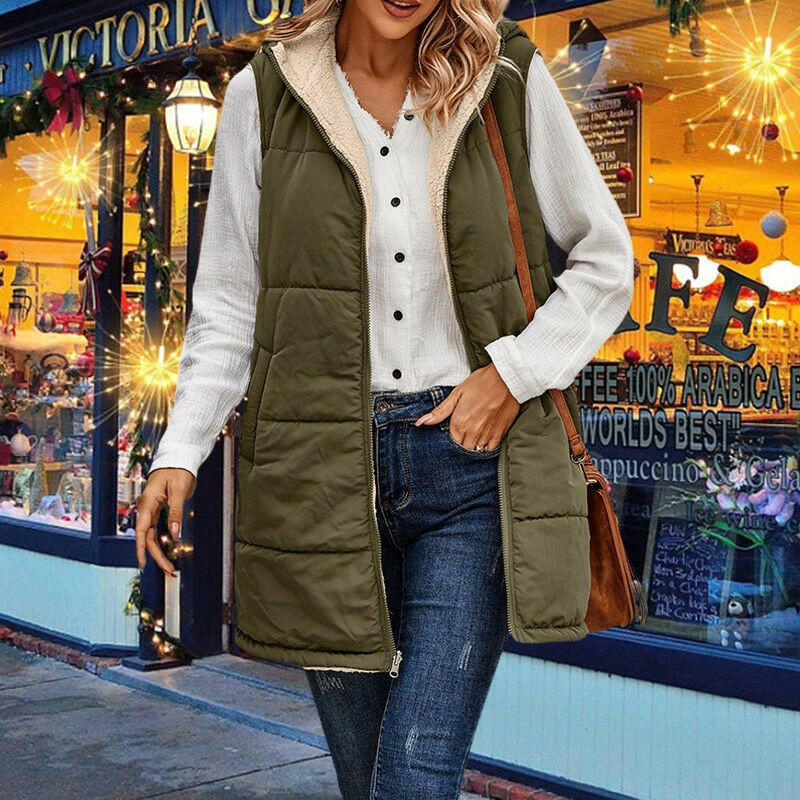 🍂Autumn Promotion 50%💕Great Gift! Women's Fall Reversible Vest Sleeveless Faux Fleece Jacket