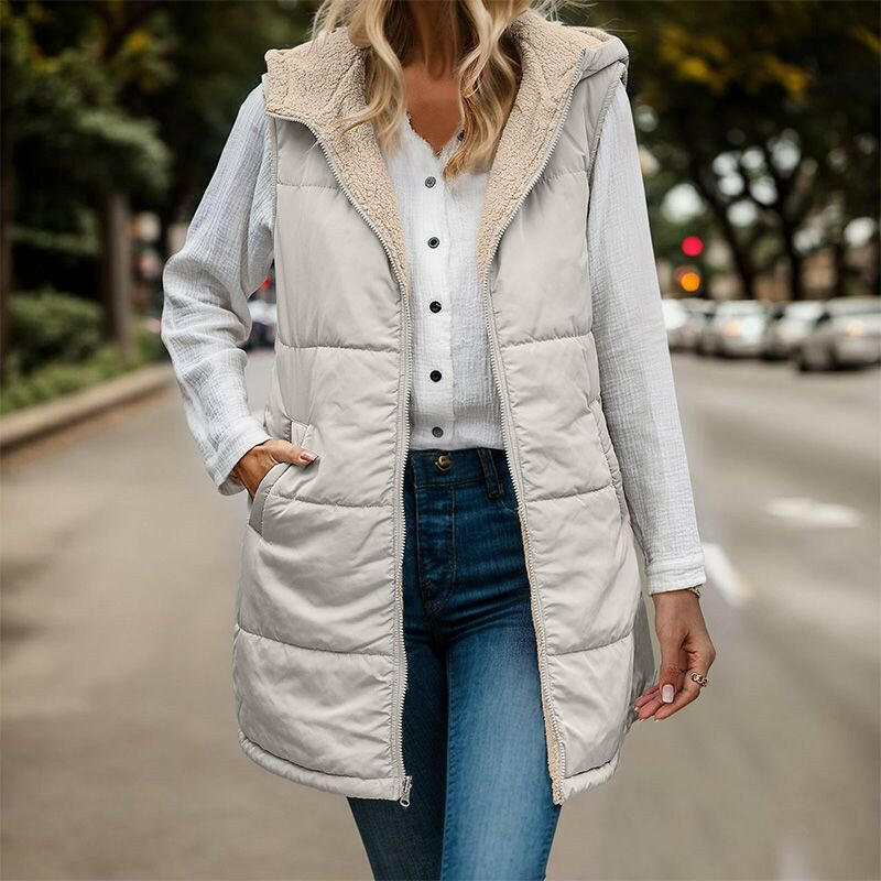🍂Autumn Promotion 50%💕Great Gift! Women's Fall Reversible Vest Sleeveless Faux Fleece Jacket