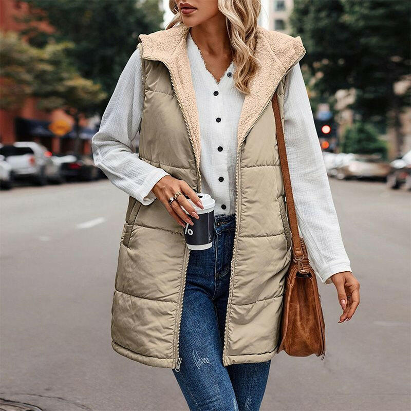 🍂Autumn Promotion 50%💕Great Gift! Women's Fall Reversible Vest Sleeveless Faux Fleece Jacket