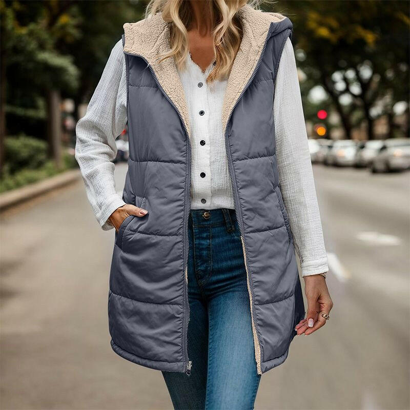 🍂Autumn Promotion 50%💕Great Gift! Women's Fall Reversible Vest Sleeveless Faux Fleece Jacket
