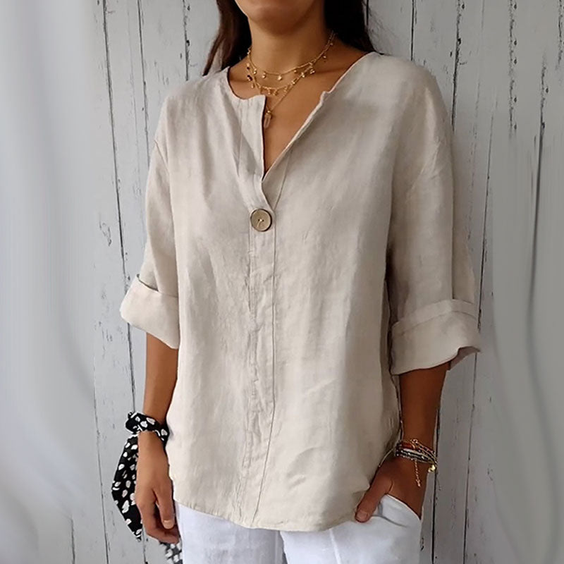 🔥Hot Sale 49% Off🔥👚Women's Linen-Cotton V-Neck Comfortable Top