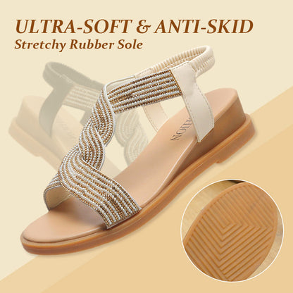 Anti-skid Soft Sole Rhinestone Wedge Heel Sandals