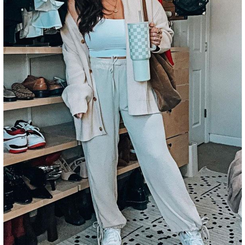 🍂Autumn Promotion 40%💕 new style two-piece knitted button jacket and pants set for women