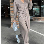 🍂Autumn Promotion 40%💕 new style two-piece knitted button jacket and pants set for women