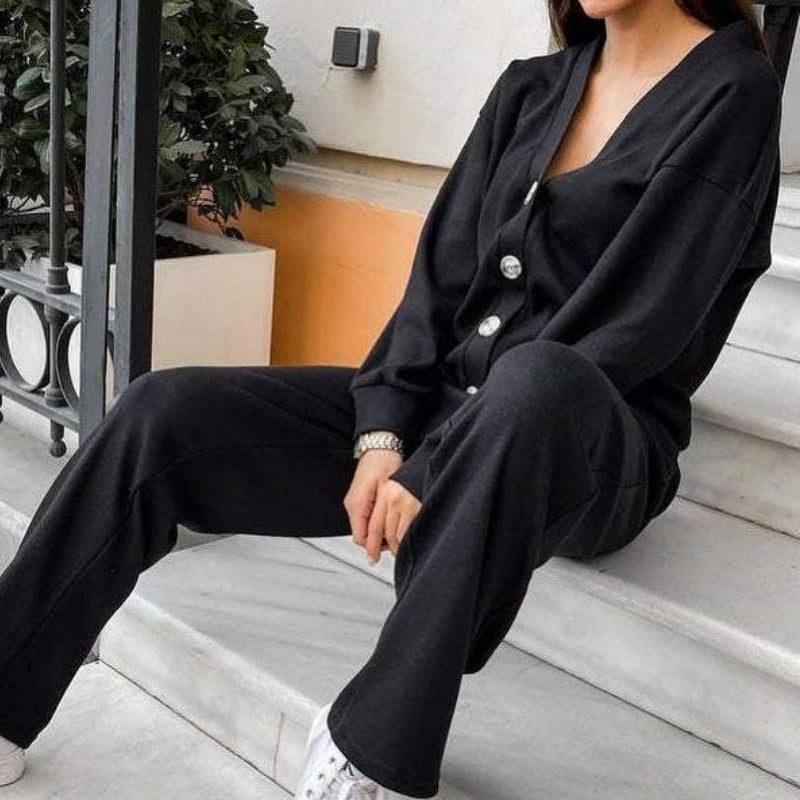 🍂Autumn Promotion 40%💕 new style two-piece knitted button jacket and pants set for women