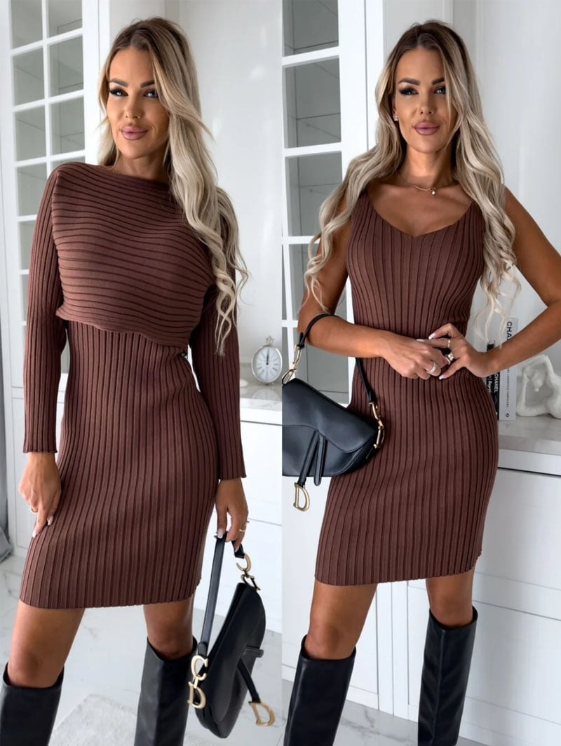 🌷💝Last Day Sale 49%OFF - 👗Knit Pullover Sweater and Cami Dress Set