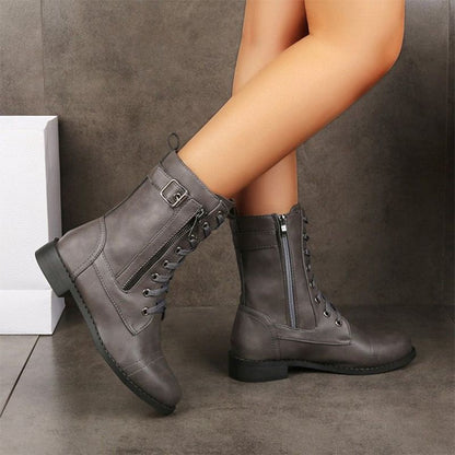 ✨New Arrival 50% OFF✨Women's Round Toe Side Zipper Leather Orthopedic Boots