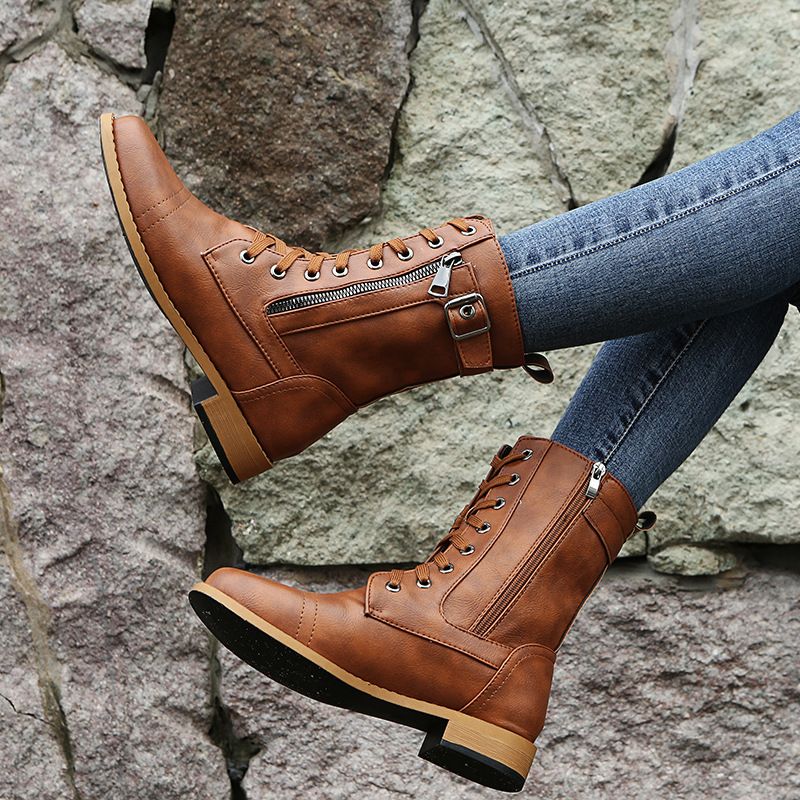 ✨New Arrival 50% OFF✨Women's Round Toe Side Zipper Leather Orthopedic Boots