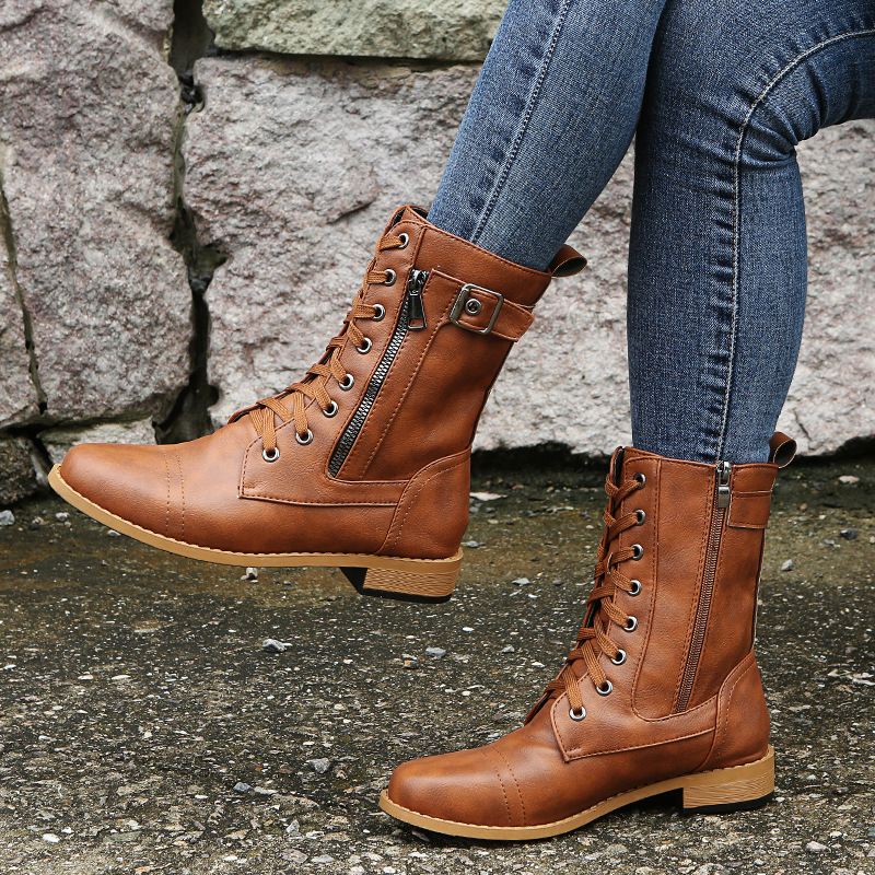 ✨New Arrival 50% OFF✨Women's Round Toe Side Zipper Leather Orthopedic Boots