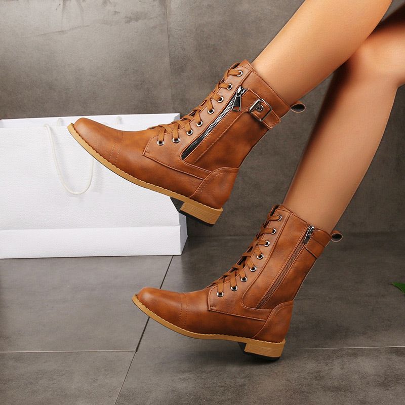 ✨New Arrival 50% OFF✨Women's Round Toe Side Zipper Leather Orthopedic Boots