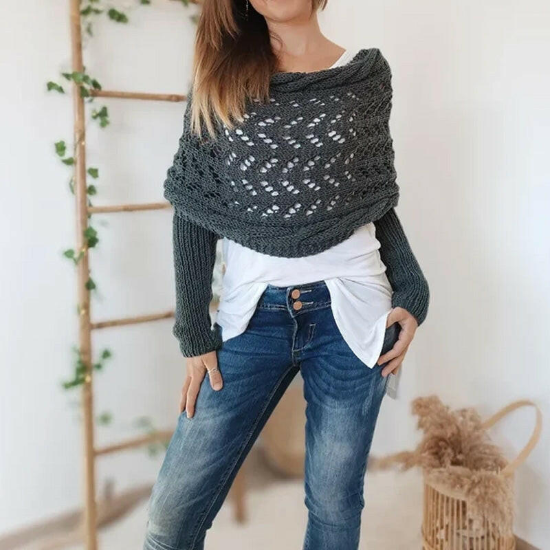 🔥Hot Sale 50% off🔥 Women's Wrap Knit Shawl with Sleeves
