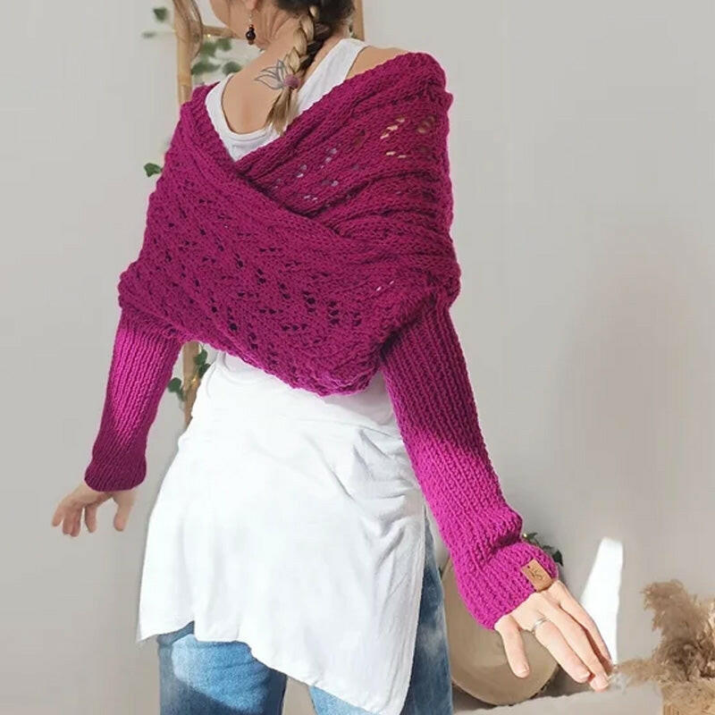🔥Hot Sale 50% off🔥 Women's Wrap Knit Shawl with Sleeves