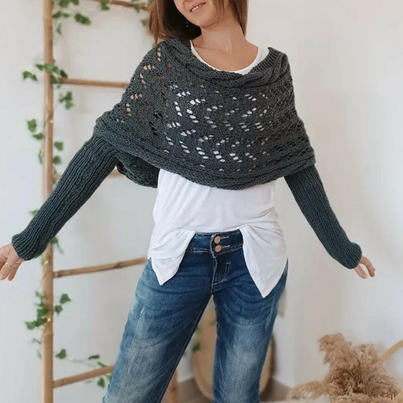 🔥Hot Sale 50% off🔥 Women's Wrap Knit Shawl with Sleeves