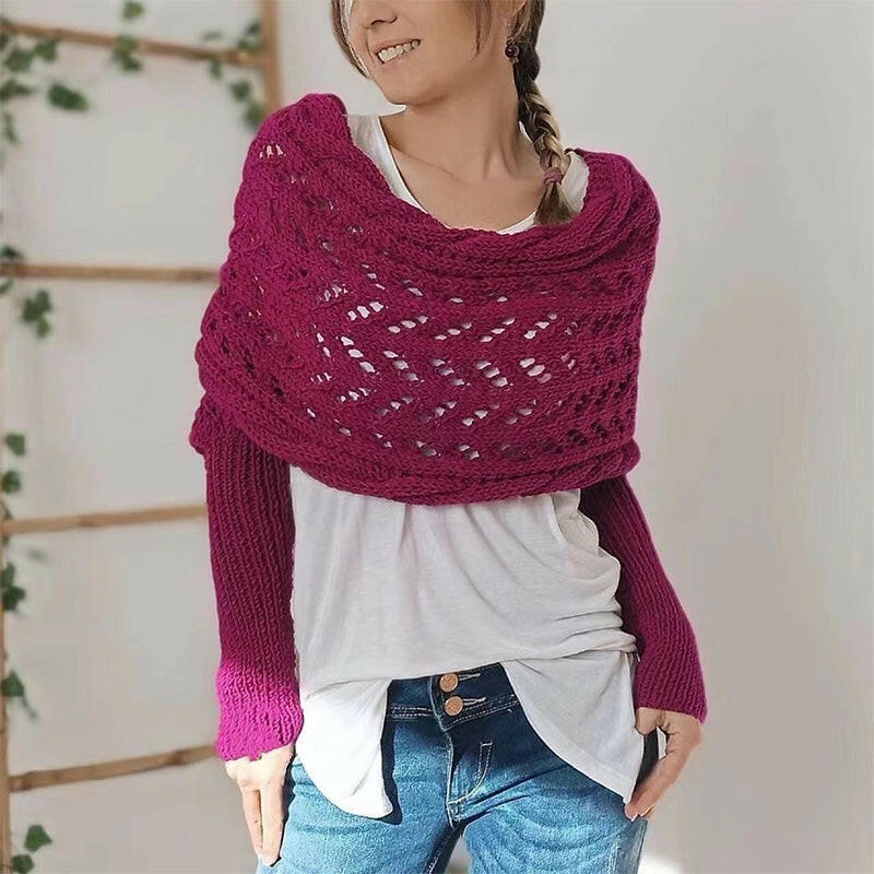 🔥Hot Sale 50% off🔥 Women's Wrap Knit Shawl with Sleeves