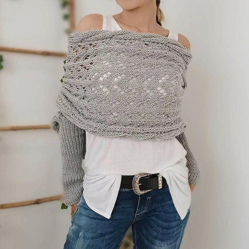 🔥Hot Sale 50% off🔥 Women's Wrap Knit Shawl with Sleeves