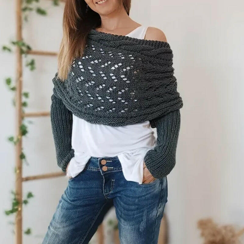 🔥Hot Sale 50% off🔥 Women's Wrap Knit Shawl with Sleeves