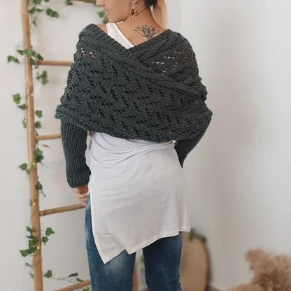 🔥Hot Sale 50% off🔥 Women's Wrap Knit Shawl with Sleeves