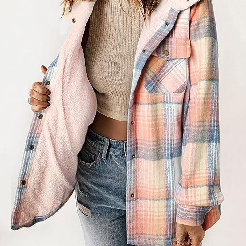 🔥Hot Sale 50% OFF🔥Women's Trendy Plaid Hooded Jacket