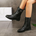 🍂Women's Round Toe Side Zipper Leather Orthopedic Boots
