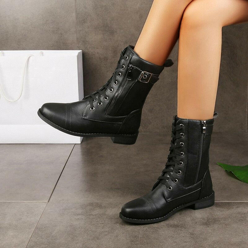 🍂Women's Round Toe Side Zipper Leather Orthopedic Boots