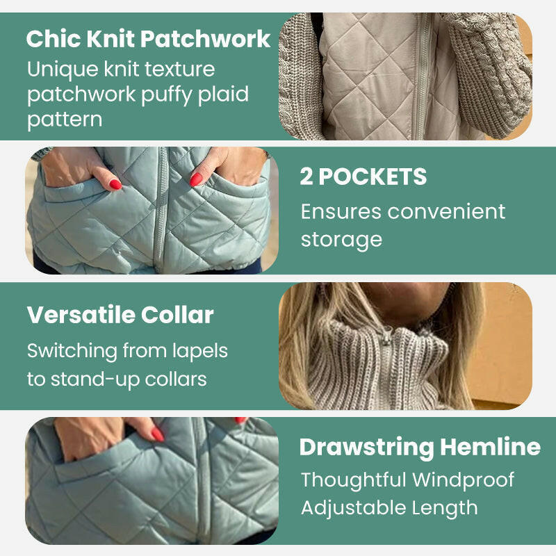 🎁 Hot Sale 40% OFF 🔥2025 New Women's Knit Patchwork Puffy Jacket