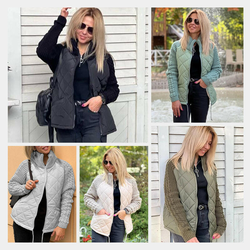 🎁 Hot Sale 40% OFF 🔥2025 New Women's Knit Patchwork Puffy Jacket