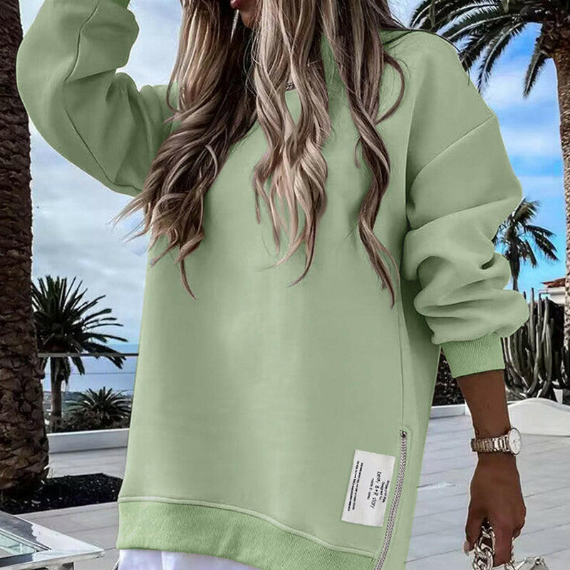 🔥Hot Promotion 49% OFF🔥Casual Long Sleeve Zipper Slit Oversized Sweatshirt